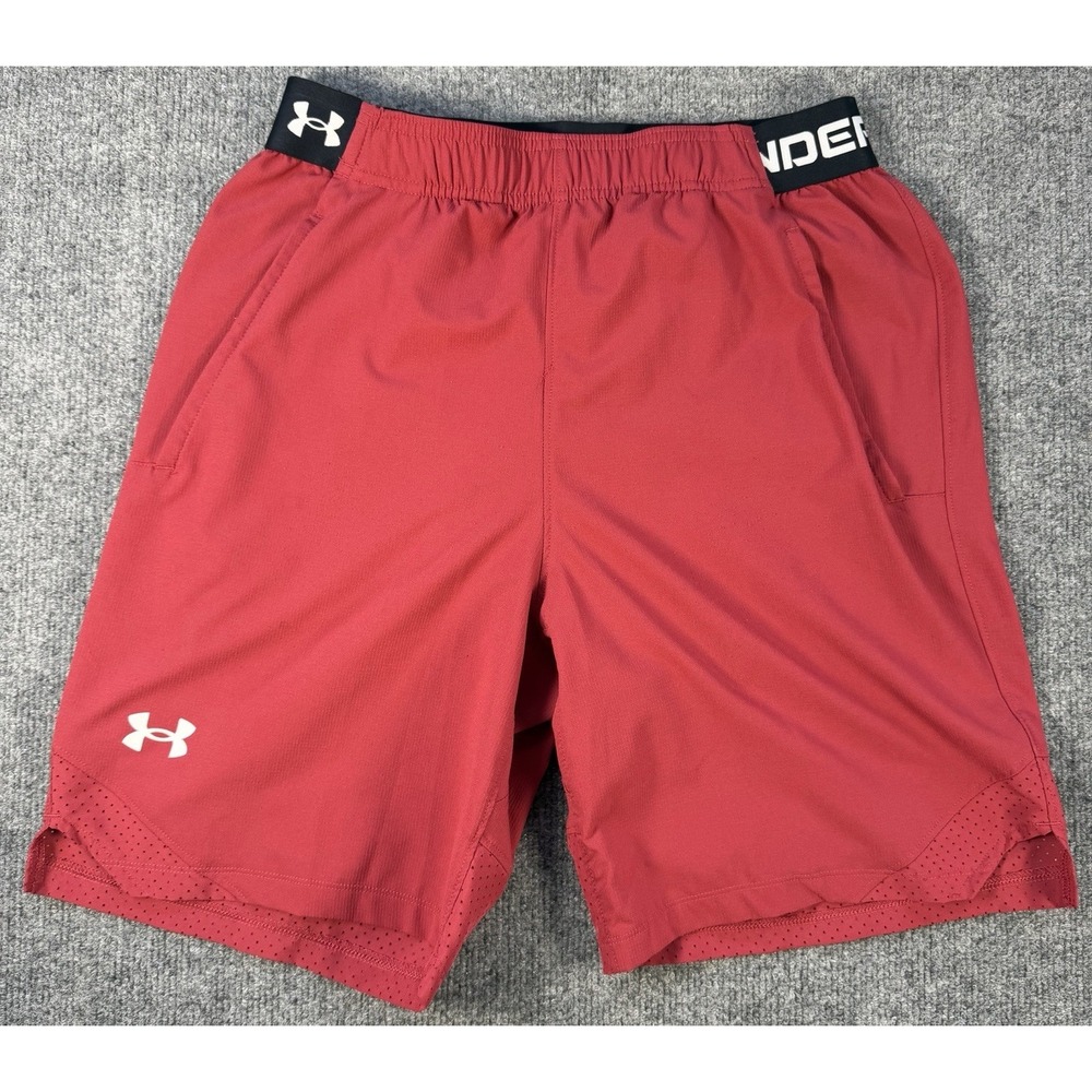 Under Armour Mens Medium Red Woven Training Shorts 1370382-664 Athletic Gym